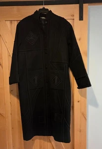 Coloratura Gr. M/L Wolle Mohair durchgehender Kunstmantel schwarz lila USA - Bild 1 von 15