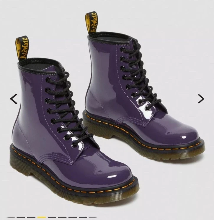 Doc Marten's фиолетовый 1460 женщин лакированная кожа шнурует вверх ботинки - Изображение 1 из 4