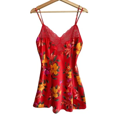 Victoria's Secret Vintage Chemise Slip Mini Dress Floral Lace Satin Size Large - Image 1 of 4
