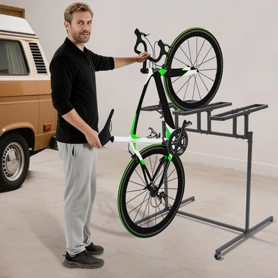 Soporte organizador de almacenamiento de bicicletas de metal con soporte para bicicletas de 3 ranuras 4 engranajes Foto 1 de 4