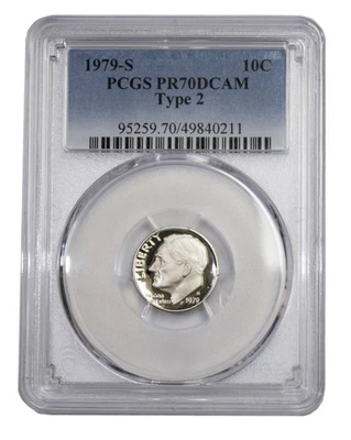 1979 -S Clad Roosevelt Proof Dime Type 2 (Clear S) DCAM PCGS PR70 - Image 1 of 4