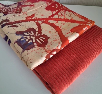 Oeko- Tex Stoffpaket Baumwolle + Breitcord  orange 2 x 50 x 142 cm - Bild 1 von 2