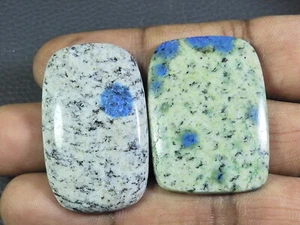 91Cts. Lote de 2 piezas de piedras preciosas sueltas cabujón octágono azurita natural K2 P298 - Imagen 1 de 9