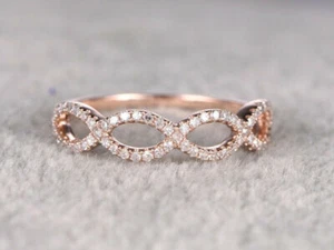 1.2Ct Lab-Created Morganite Moissanite Wedding Band Infinity 9ct SOLID Rose Gold - Picture 1 of 7