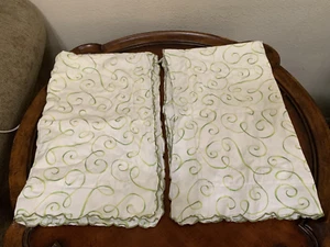 Schweitzer Linens King Pillow Shams Green Scroll Design Scalloped Italy Set of 2 - Picture 1 of 19