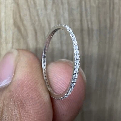 14k Solid White Gold Round Cut VS/SI E-F Lab Grown Diamond Bridal Eternity Band - Image 1 of 4