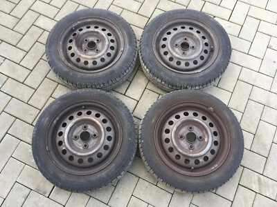 Daihatsu Cuore L276 : 4 Sommerreifen auf 4 Stahlfelgen Räder 155/65-14 4x100 - Bild 1 von 4