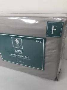 Tranquil Home Willow 1200 Thread Count Antimicrobial Full Sheet Set Light Grey - Picture 1 of 6