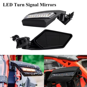 Pair Side Rearview Mirrors w/LED Turn Signal Lights For Can-Am Maverick X3 17-22 - Picture 1 of 10