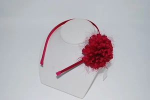 Mujer Niñas Lo último PInk Diadema Banda para el Cabello Esponjosa Pom Pom Cinta de Satén NUEVO - Imagen 1 de 2