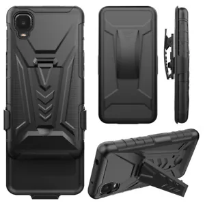 Per TCL A3 5,5" (A509DL) Ibrido Combo Cavalletto Fondina Clip Cintura Custodia + Schermo - Foto 1 di 10