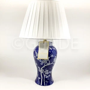 LILLIAN AUGUST BLUE AND WHITE CHERRY BLOSSOM TREE WITH WHITE SHADE  LAMP - Picture 1 of 7
