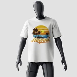 Hawaii Sunset T-Shirt – Tropical Palm & Ocean Tee | Unisex Heavy Cotton - Picture 1 of 10