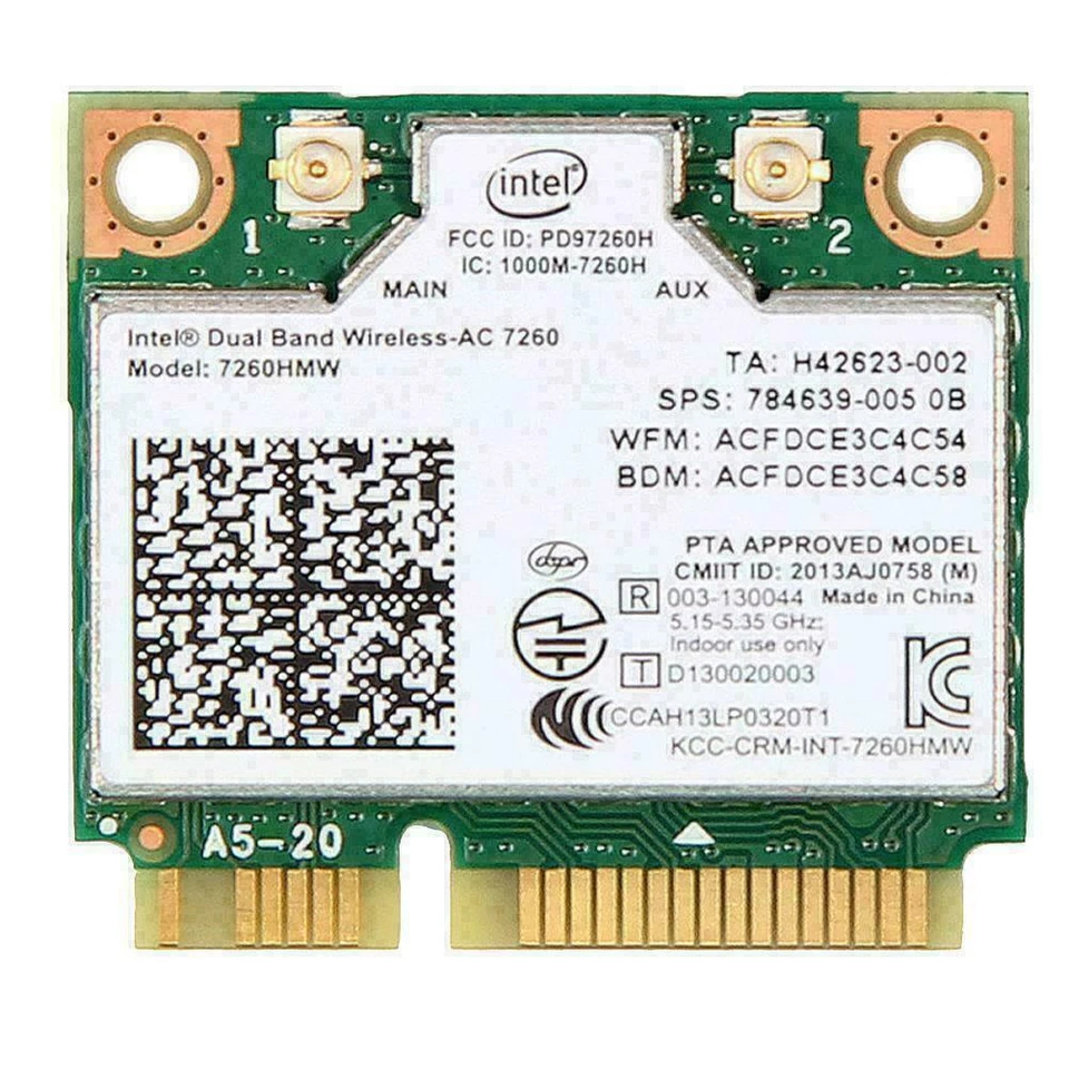Intel Wireless-AC 7260HMW Network Card Half Mini PCIe Q4W4 Wifi ! J9K Card 9CV0＞ - Image 1 of 4