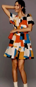 NWT Anthropologie The Somerset Mini Dress Color Block Size XS - Picture 1 of 6