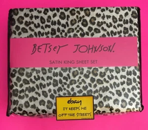 VERY RARE - BETSEY JOHNSON SATIN LEOPARD KING SIZE 4 PIECE SHEETS SET - Picture 1 of 7