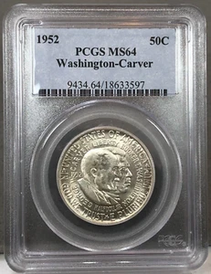 1952 50c Washington Carver Commemorative Silver Half Dollar PCGS MS64 - Picture 1 of 4