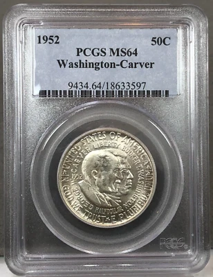 1952 50c Washington Carver Commemorative Silver Half Dollar PCGS MS64 - Image 1 of 4