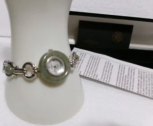 Vintage HSN SANUK Quartz Watch 925 Silver Burmese Green Jadeite - Picture 1 of 20
