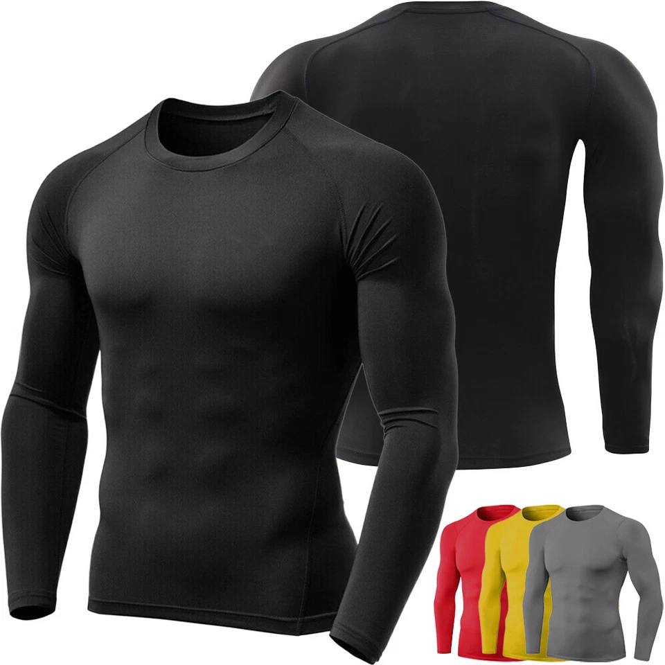 Camisa de compresión de manga larga para hombre UPF 50+ camisetas deportivas de protección solar UV Foto 1 de 4