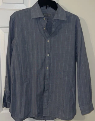 Camisa Michael Kors Para Hombre Ligera Gris Pin Rayas Oxford Vestido Calce Ajustado Foto 1 de 4