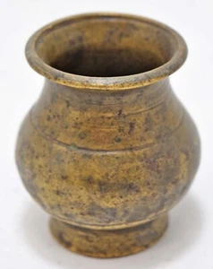 Antique Brass Round Water Drinking Pot Lota Original Old Hand Crafted - Picture 1 of 6