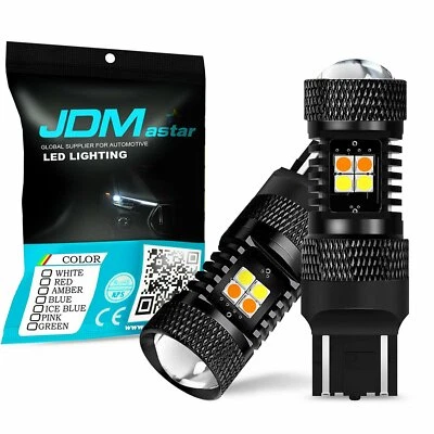 JDM ASTAR 2x 7443 7444NA Dual Color White Amber LED Switchback Turn Signal Light - Image 1 of 4