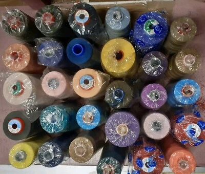 100 Cones Random Colours 120s  Polyester Overlocking Sewing Machine Thread 5000m - Image 1 of 4