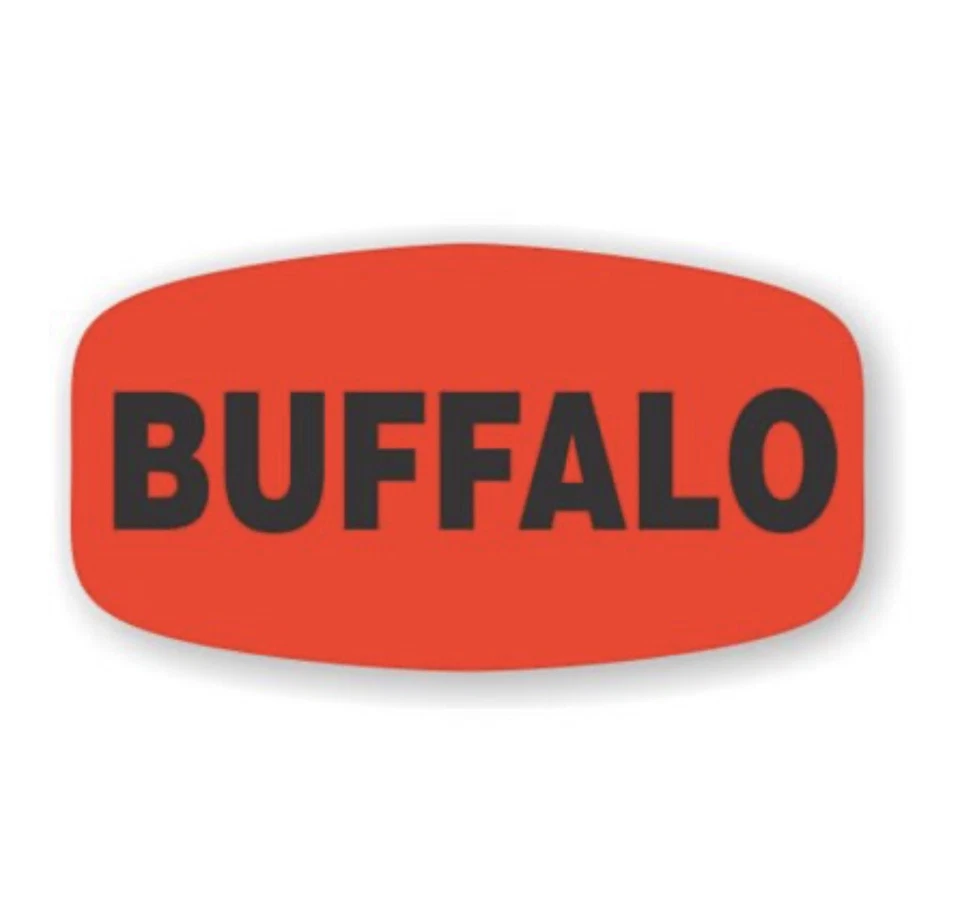 "Etiqueta Buffalo Red Dayglo Meat Deli 12848 .625"" x 1.25"" (estuche de 10.000)" Foto 1 de 1