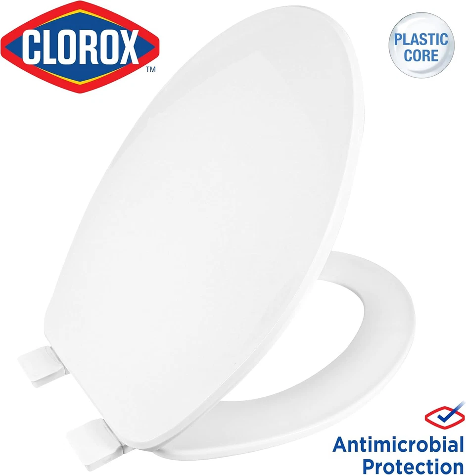 Clorox Stay Fresh Elongated Plastic Toilet Seat with Easy-Off Hinges No Wiggle