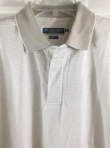Polo de golf Eversole Run EVR-Dri para hombre mediano blanco bronceado a rayas manga corta - Imagen 1 de 5