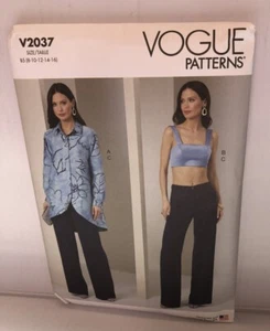 Vogue Patterns 2037 Misses Shirt, CropTop and Pant Sizes 8-16 NEW - Picture 1 of 2