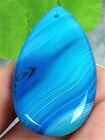 GV07542 42x23x5mm Blue/white Stripes Agate Teardrop Pendant Bead