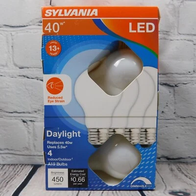  SYLVANIA DimmableLED Light Bulb, A19, 5.5W Medium Base 5000k Daylight 4 pack - Image 1 of 4