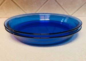 Pyrex Vintage 209 Cobalt Blue Glass 9" Pie Plates Set of 2 - Picture 1 of 6