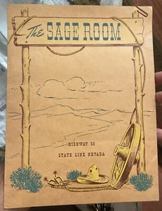 Scarce ca.1940’s STATELINE, Nevada The SAGE ROOM Dinner MENU, South Lake Tahoe - Picture 1 of 6