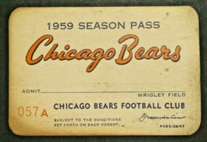 Pase de temporada de fútbol americano Chicago Bears 1959 - Imagen 1 de 2