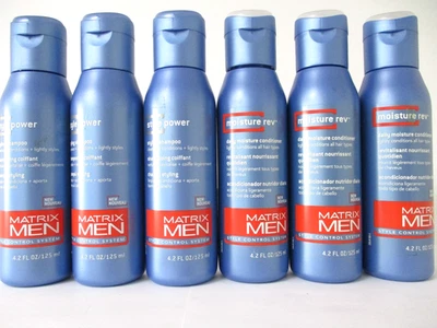 Matrix Men Style Power Shampoo & Moisture Rev Conditioner 4,2 oz CONJUNTO 6 frascos - Imagem 1 de 2