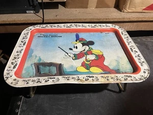 Vintage Mickey Mouse TV Tablett The Band Konzert Walt Disney Metall klappbare Beine - Bild 1 von 2