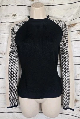 Smartwool Sweater XS Merino Wool Blend Womens Black Beige Chevron Base Layer - Image 1 of 4