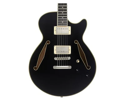 D'Angelico Excel SS Tour Semi-Hollow Guitar - Solid Black - Image 1 of 4