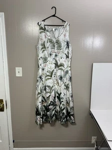 Mini abito H&M foglia palma floreale ghepardo esotico stampa giungla taglia 18 C65 - Foto 1 di 11