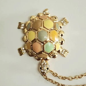 Ciondolo tartaruga strass catena tono oro rosa mare menta pastello conchiglia arto mobile - Foto 1 di 9