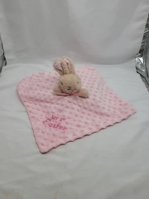 Manta de seguridad MTY Int Bunny Rabbit Baby Lovey Sonajero rosa mi primera Pascua satinado Foto 1 de 4