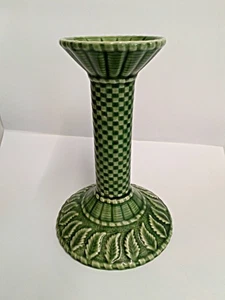 Bordallo Pinheiro Green Leaf Majolica Candle Stick Holder Portugal - Picture 1 of 4