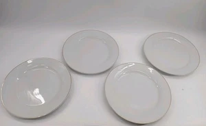 (Set Of 4) White Gold Rim Porcelain Holiday 09 Dinner Plates 10.5" Target 2009 - Picture 1 of 16