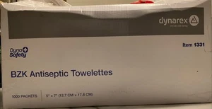 Dynarex BZK Antiseptic Towelettes 5" X 7" 1000 Packets 1331 Open Box - Picture 1 of 3