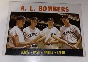 1961 Topps #331 A.L. Bombers 💣 Roger Maris-Norm Cash-Mickey Mantle-Al Kaline - Picture 1 of 3