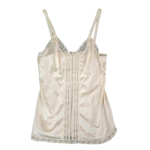 Vntg Shadowline Womens Camisole Top Sz 32 Ivory Lace Trim Spaghetti Strap #2225 - Picture 1 of 15
