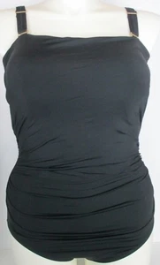 LANDS END Black Tummy Control Bandeau Swimsuit Womens 18W NEW - Picture 1 of 12